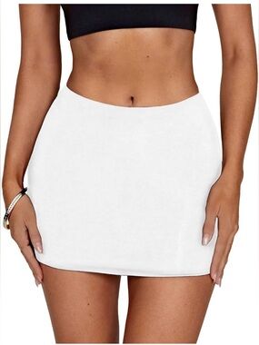 White Stretch Mini Skirt  skort NWT large Women